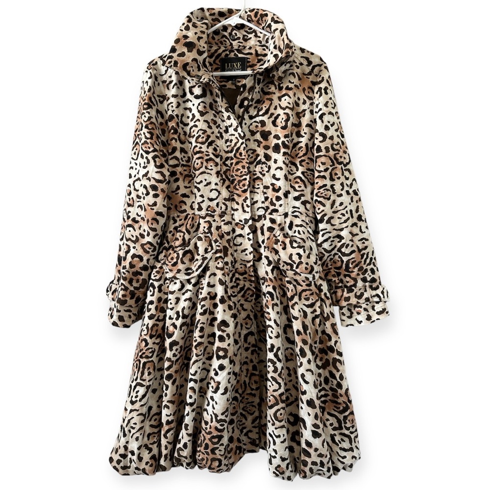 Especially Yours Luxe Leopard Print Long Jacket Coat Brown Women’s Size Small